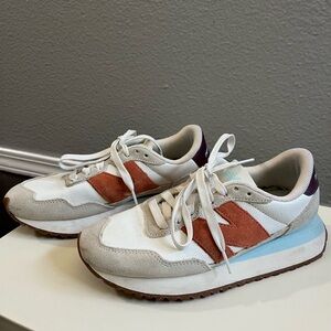 New Balance 237 White and Rust Sneakers